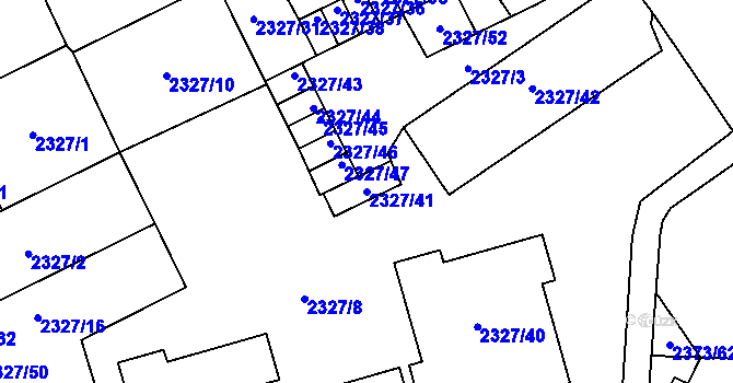 Parcela st. 2327/41 v KÚ Opava-Předměstí, Katastrální mapa
