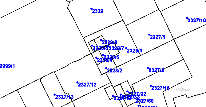 Parcela st. 2328/5 v KÚ Opava-Předměstí, Katastrální mapa