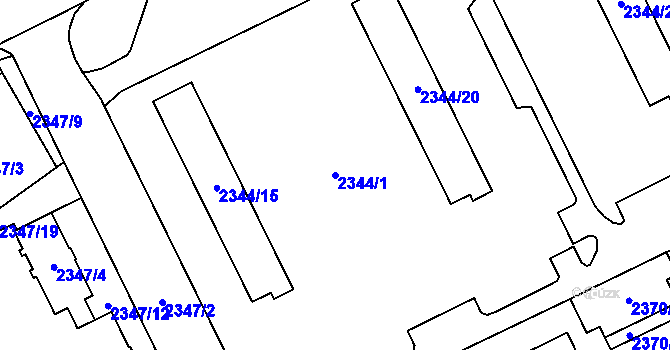 Parcela st. 2344/1 v KÚ Opava-Předměstí, Katastrální mapa