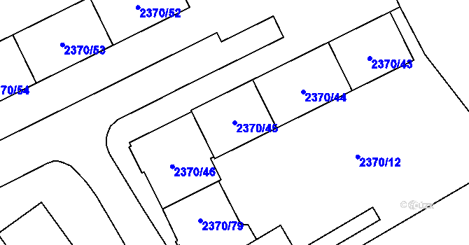 Parcela st. 2370/45 v KÚ Opava-Předměstí, Katastrální mapa