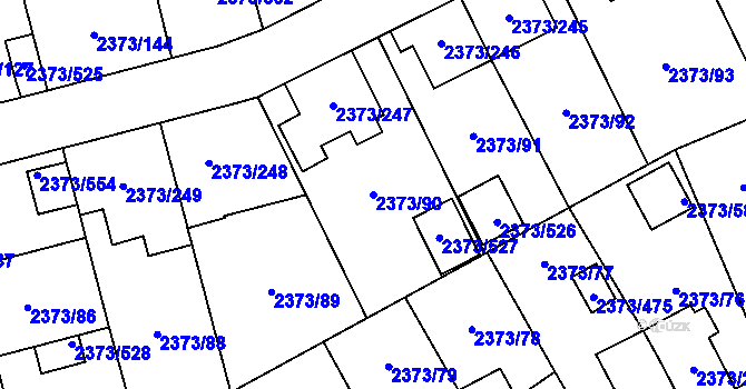 Parcela st. 2373/90 v KÚ Opava-Předměstí, Katastrální mapa