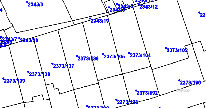 Parcela st. 2373/105 v KÚ Opava-Předměstí, Katastrální mapa