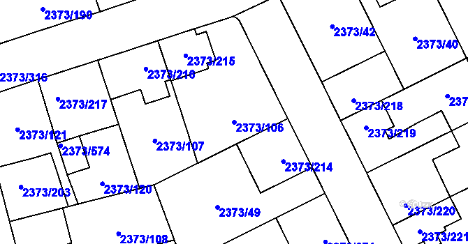 Parcela st. 2373/106 v KÚ Opava-Předměstí, Katastrální mapa