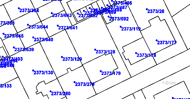 Parcela st. 2373/128 v KÚ Opava-Předměstí, Katastrální mapa