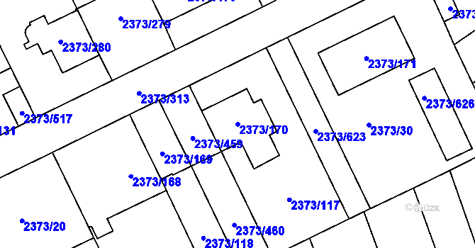 Parcela st. 2373/170 v KÚ Opava-Předměstí, Katastrální mapa