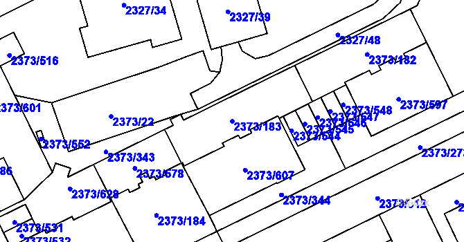 Parcela st. 2373/183 v KÚ Opava-Předměstí, Katastrální mapa