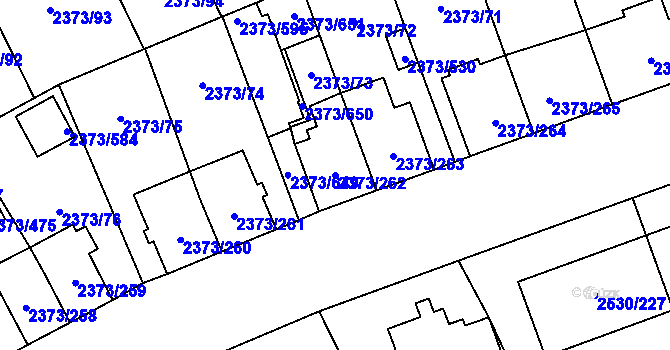Parcela st. 2373/262 v KÚ Opava-Předměstí, Katastrální mapa