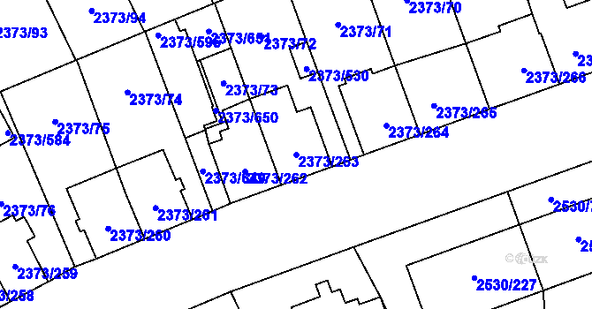 Parcela st. 2373/263 v KÚ Opava-Předměstí, Katastrální mapa