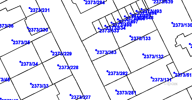 Parcela st. 2373/283 v KÚ Opava-Předměstí, Katastrální mapa