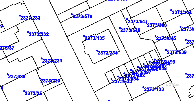 Parcela st. 2373/284 v KÚ Opava-Předměstí, Katastrální mapa