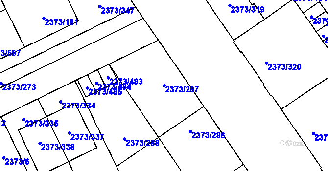 Parcela st. 2373/287 v KÚ Opava-Předměstí, Katastrální mapa