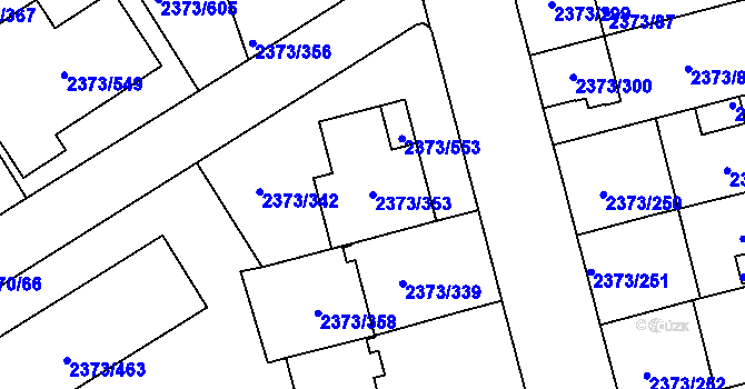 Parcela st. 2373/353 v KÚ Opava-Předměstí, Katastrální mapa