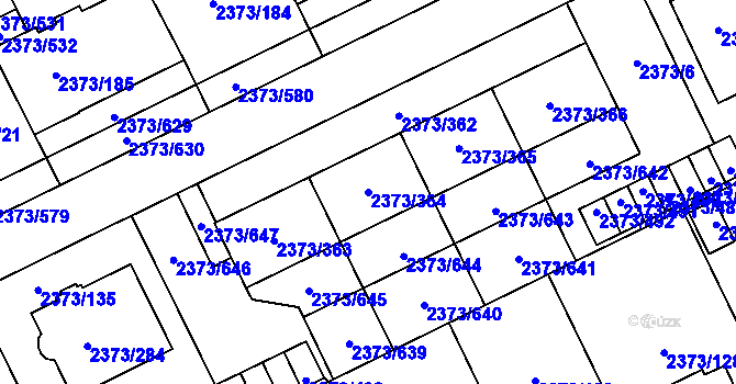 Parcela st. 2373/364 v KÚ Opava-Předměstí, Katastrální mapa