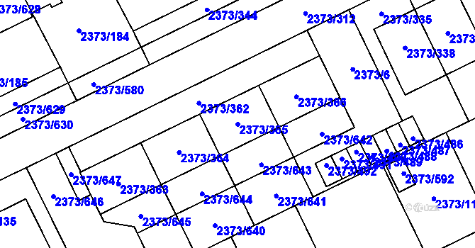 Parcela st. 2373/365 v KÚ Opava-Předměstí, Katastrální mapa