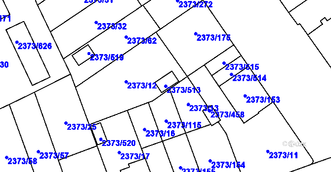 Parcela st. 2373/513 v KÚ Opava-Předměstí, Katastrální mapa