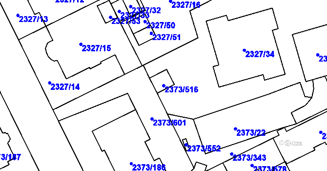 Parcela st. 2373/516 v KÚ Opava-Předměstí, Katastrální mapa
