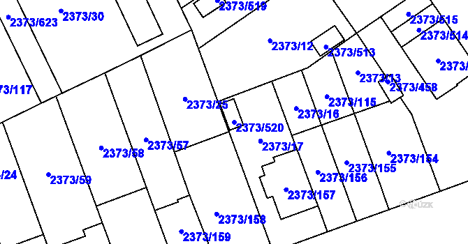 Parcela st. 2373/520 v KÚ Opava-Předměstí, Katastrální mapa