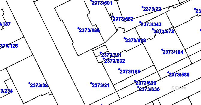 Parcela st. 2373/531 v KÚ Opava-Předměstí, Katastrální mapa