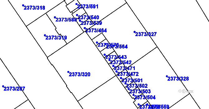 Parcela st. 2373/543 v KÚ Opava-Předměstí, Katastrální mapa