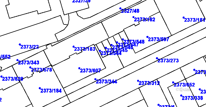 Parcela st. 2373/544 v KÚ Opava-Předměstí, Katastrální mapa