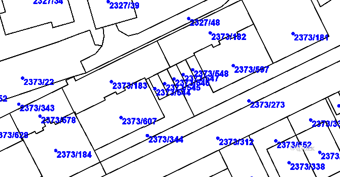 Parcela st. 2373/545 v KÚ Opava-Předměstí, Katastrální mapa