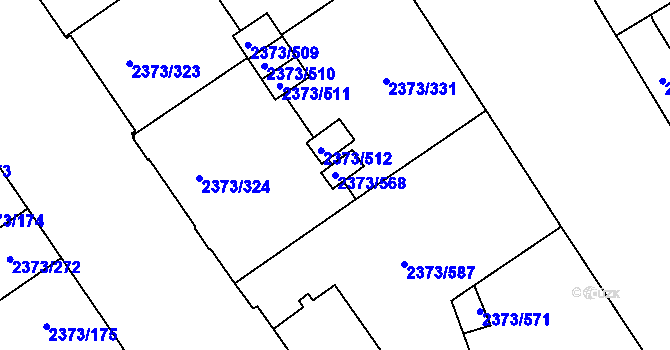 Parcela st. 2373/568 v KÚ Opava-Předměstí, Katastrální mapa
