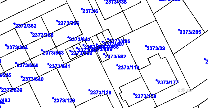 Parcela st. 2373/592 v KÚ Opava-Předměstí, Katastrální mapa