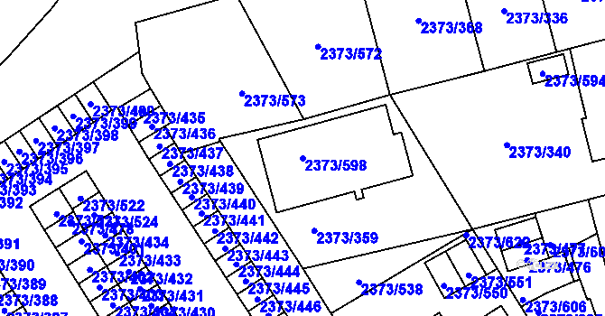 Parcela st. 2373/598 v KÚ Opava-Předměstí, Katastrální mapa