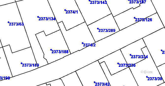 Parcela st. 2374/2 v KÚ Opava-Předměstí, Katastrální mapa