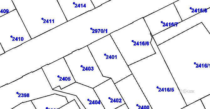 Parcela st. 2401 v KÚ Opava-Předměstí, Katastrální mapa