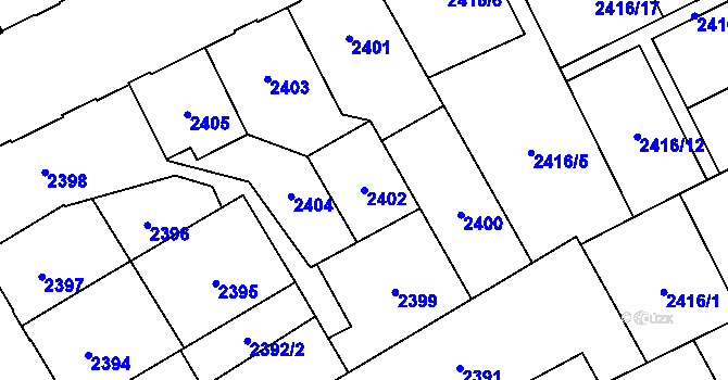 Parcela st. 2402 v KÚ Opava-Předměstí, Katastrální mapa