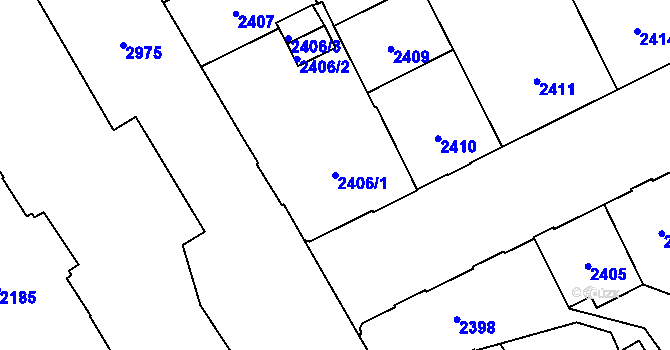 Parcela st. 2406/1 v KÚ Opava-Předměstí, Katastrální mapa