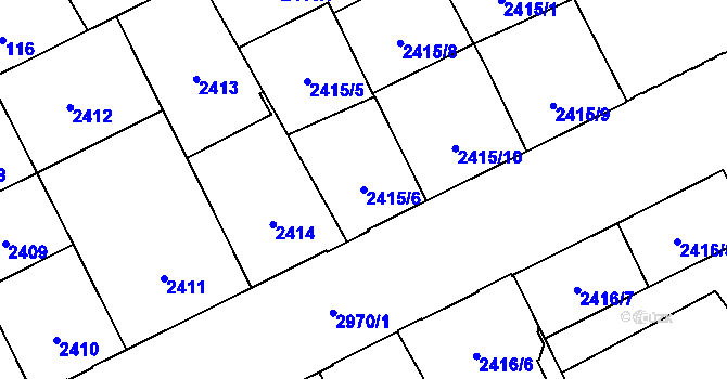 Parcela st. 2415/6 v KÚ Opava-Předměstí, Katastrální mapa