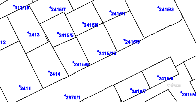 Parcela st. 2415/10 v KÚ Opava-Předměstí, Katastrální mapa