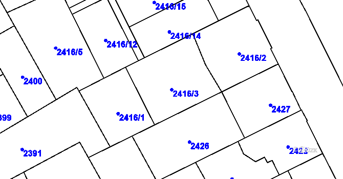 Parcela st. 2416/3 v KÚ Opava-Předměstí, Katastrální mapa