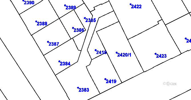 Parcela st. 2418 v KÚ Opava-Předměstí, Katastrální mapa