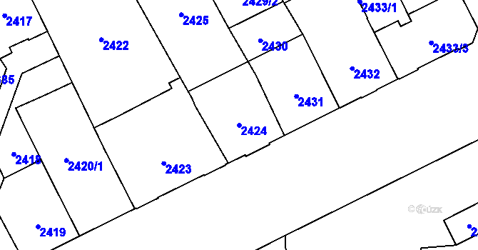 Parcela st. 2424 v KÚ Opava-Předměstí, Katastrální mapa