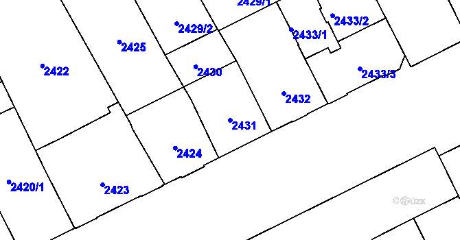 Parcela st. 2431 v KÚ Opava-Předměstí, Katastrální mapa