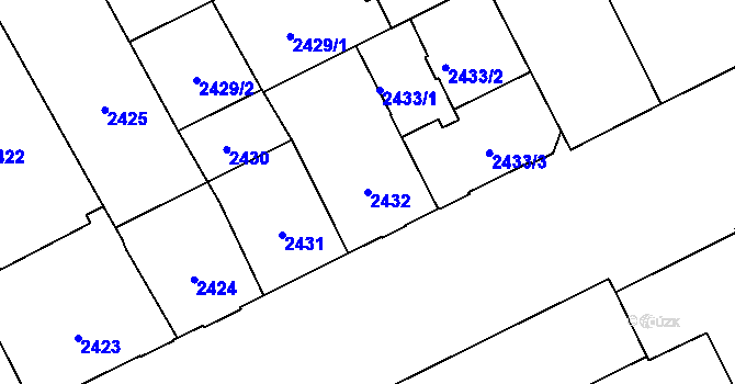 Parcela st. 2432 v KÚ Opava-Předměstí, Katastrální mapa