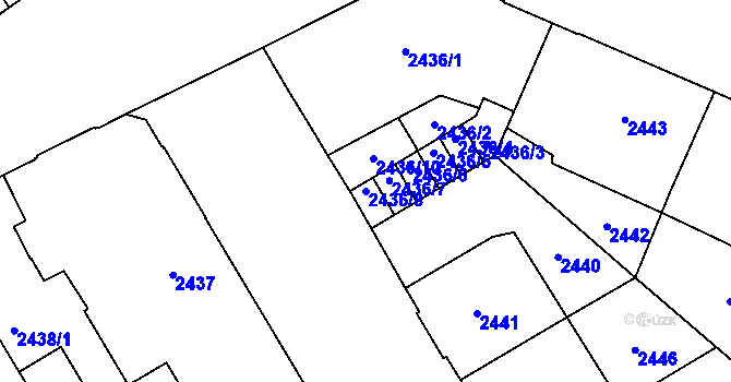 Parcela st. 2436/8 v KÚ Opava-Předměstí, Katastrální mapa