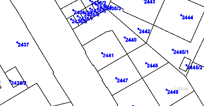 Parcela st. 2441 v KÚ Opava-Předměstí, Katastrální mapa