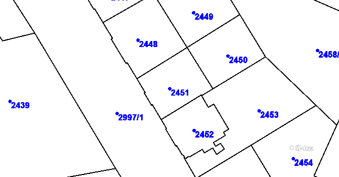 Parcela st. 2451 v KÚ Opava-Předměstí, Katastrální mapa