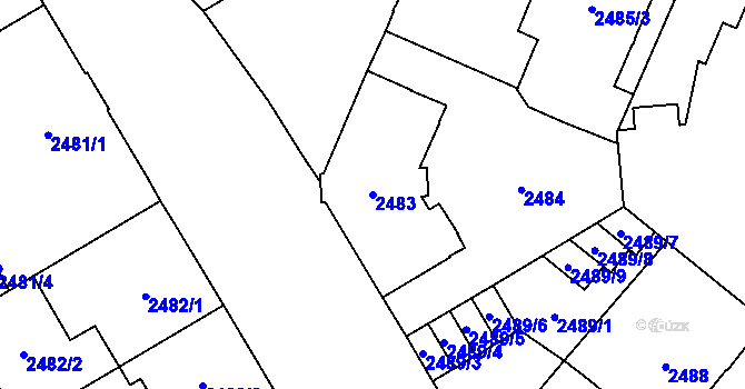 Parcela st. 2483 v KÚ Opava-Předměstí, Katastrální mapa