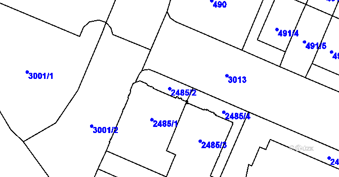 Parcela st. 2485/2 v KÚ Opava-Předměstí, Katastrální mapa