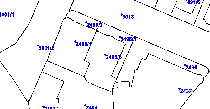 Parcela st. 2485/3 v KÚ Opava-Předměstí, Katastrální mapa