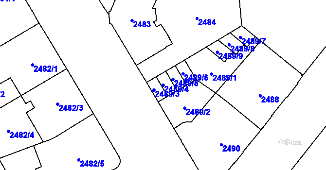 Parcela st. 2489/4 v KÚ Opava-Předměstí, Katastrální mapa