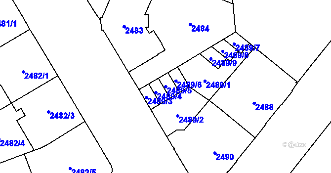 Parcela st. 2489/5 v KÚ Opava-Předměstí, Katastrální mapa