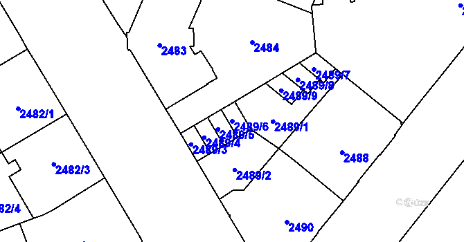Parcela st. 2489/6 v KÚ Opava-Předměstí, Katastrální mapa