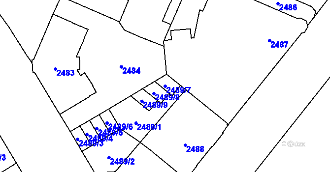 Parcela st. 2489/7 v KÚ Opava-Předměstí, Katastrální mapa
