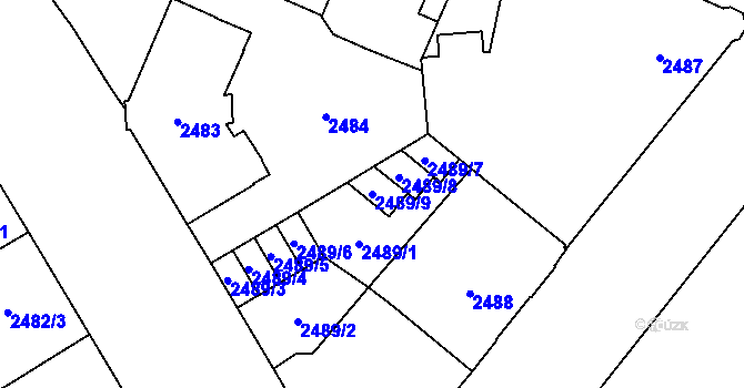 Parcela st. 2489/9 v KÚ Opava-Předměstí, Katastrální mapa